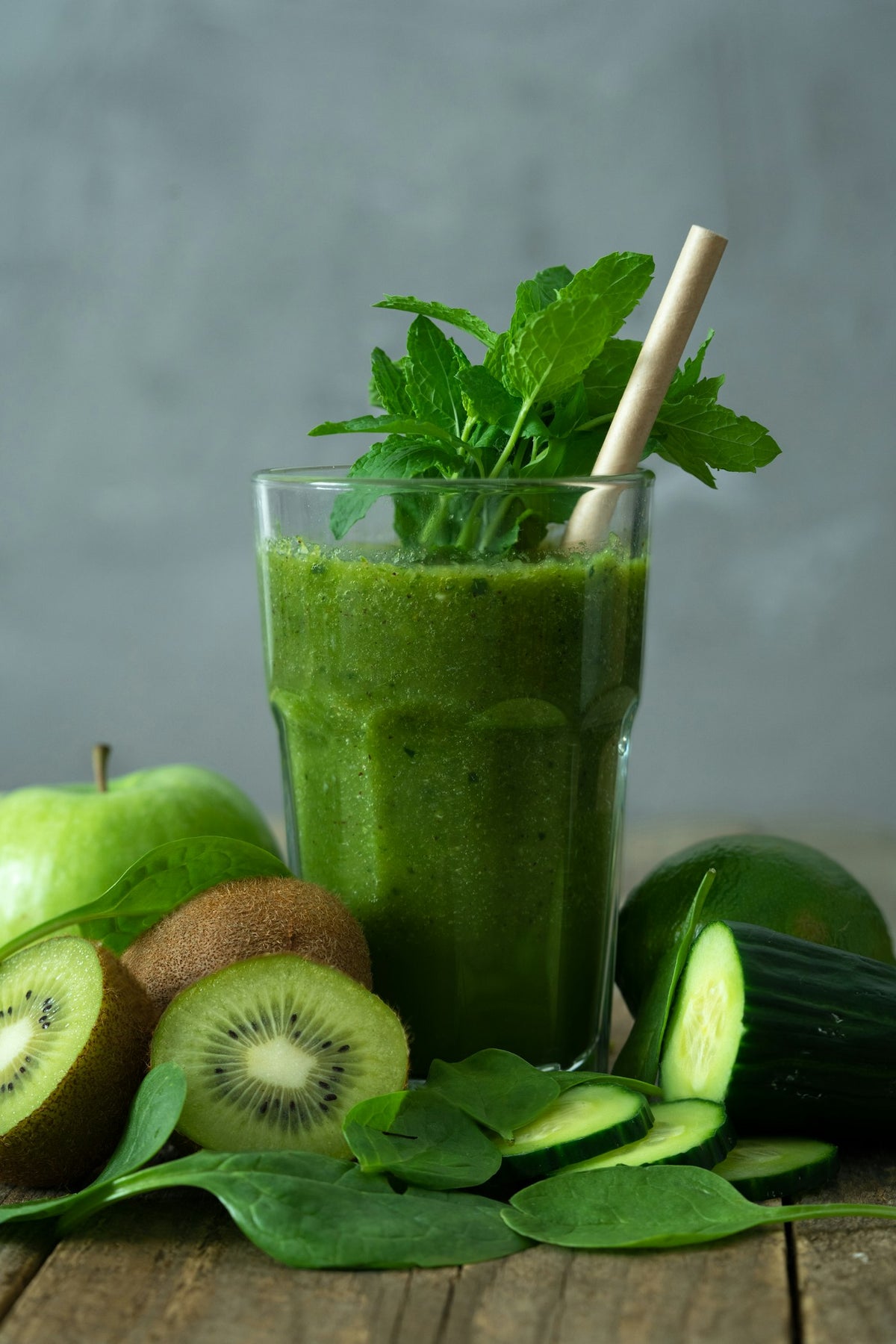 A green smoothie with kiwi and mint — greens, rain or shine